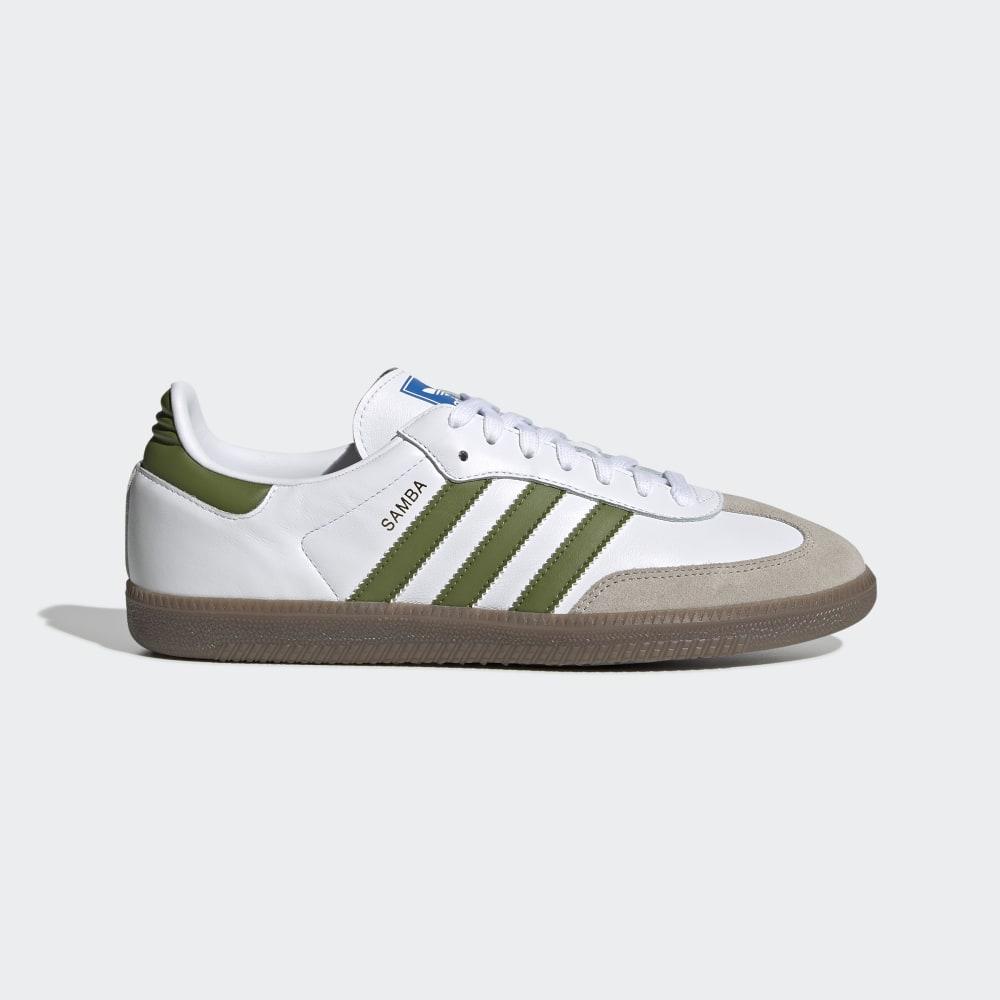 Adidas Men's Samba OG Originals Shoes White/Olive/Light Brown Ireland EE7055